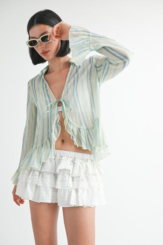 FLYAWAY BLOUSE WITH RUFFLE DETAIL - Elegant Women's Fashion Top for Casual Wear, Office & Date Night Outfits