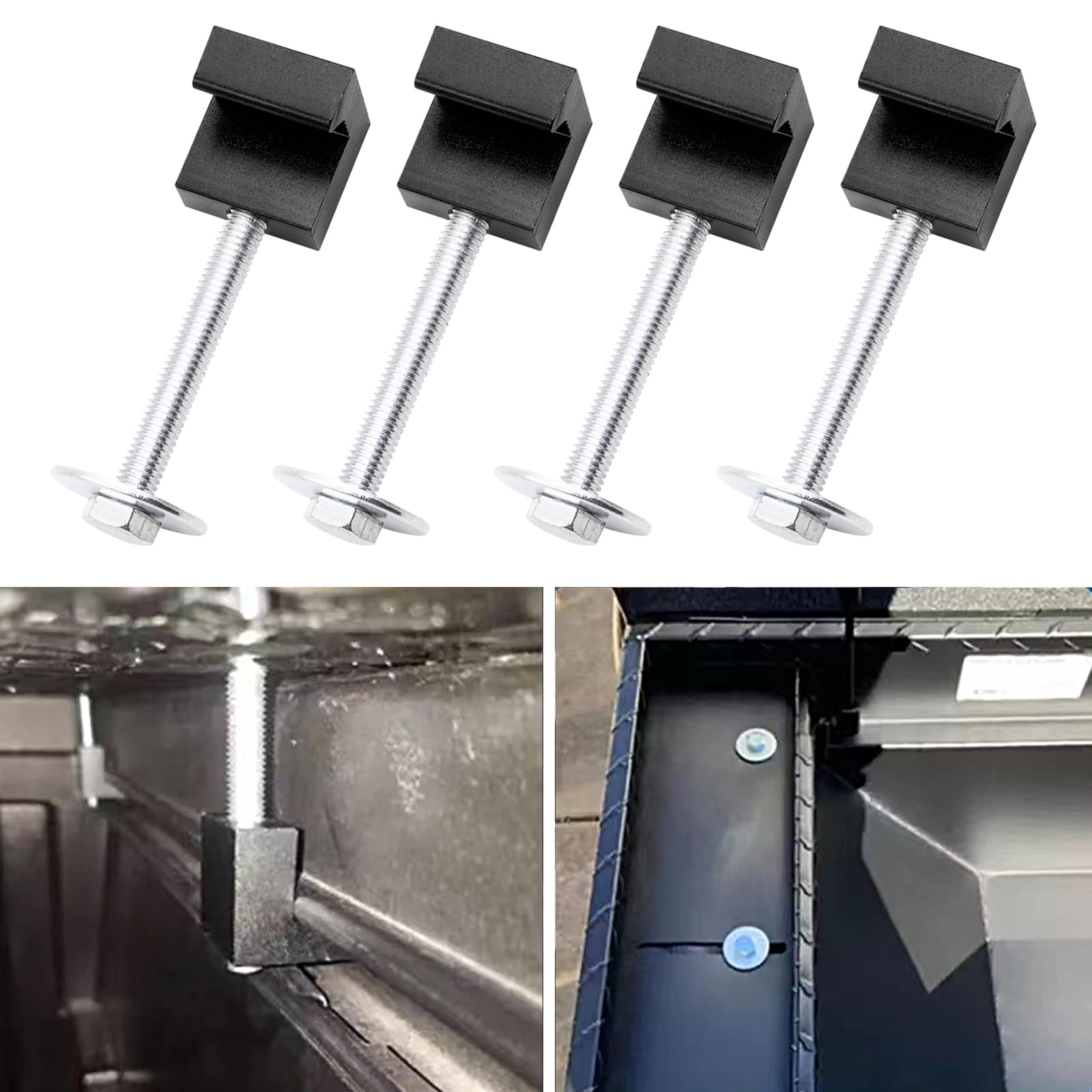 4 PCS Heavy Duty Aluminum Alloy Truck Tool Kit - Universal J Hook Mounting Set for Pickup & Work Trucks (Black) | Perfect for Roadside Repairs, Construction & Off-Road Adventures