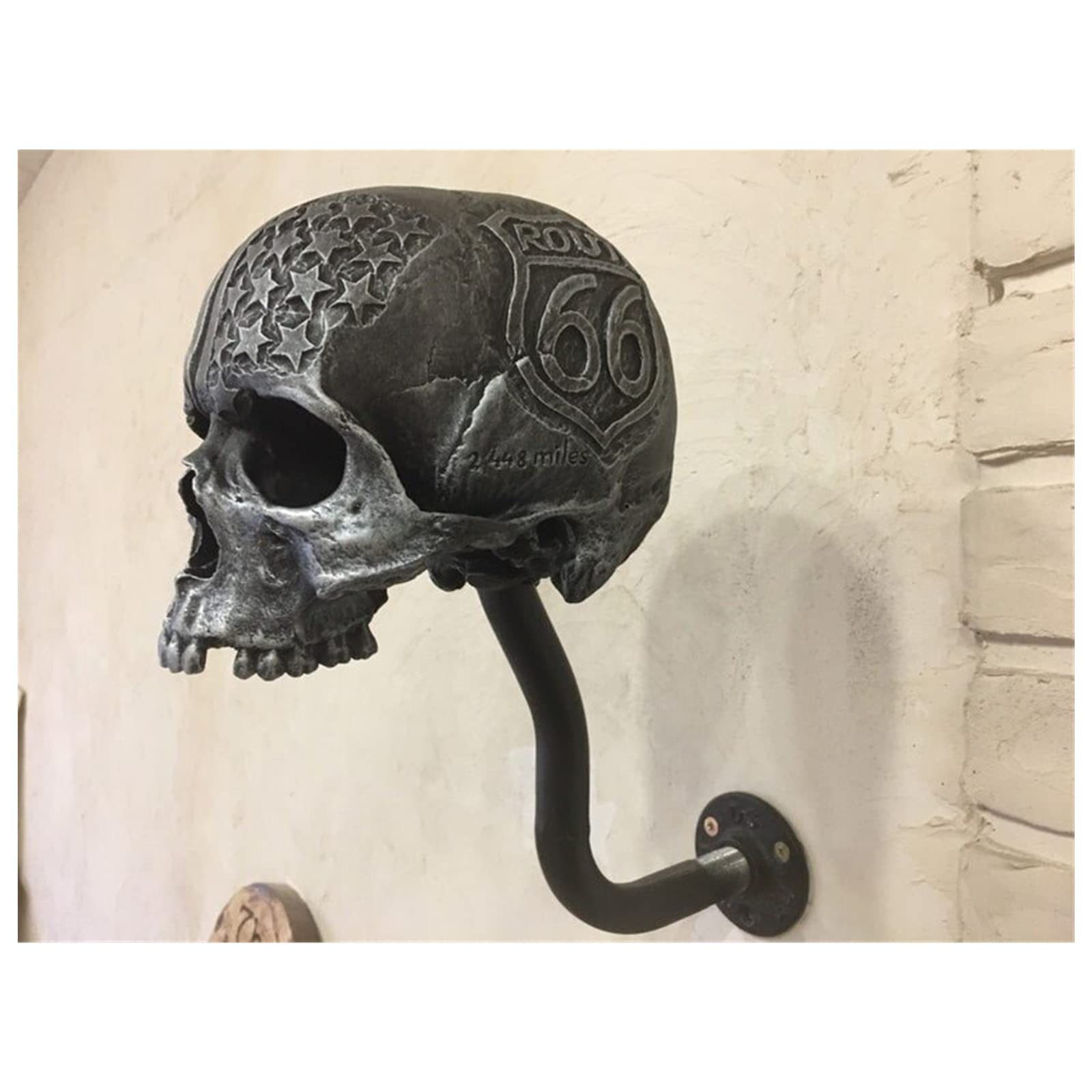 Skull Motorcycle Helmet Holder - Resin Wall Mounted Helmet Hanger for Bikers - Perfect Gift for Motorcycle, Bike, Baseball & Rugby Helmets - Essential Helmet Stand & Stylish Home Decor for Man Cave, Garage, or Bedroom