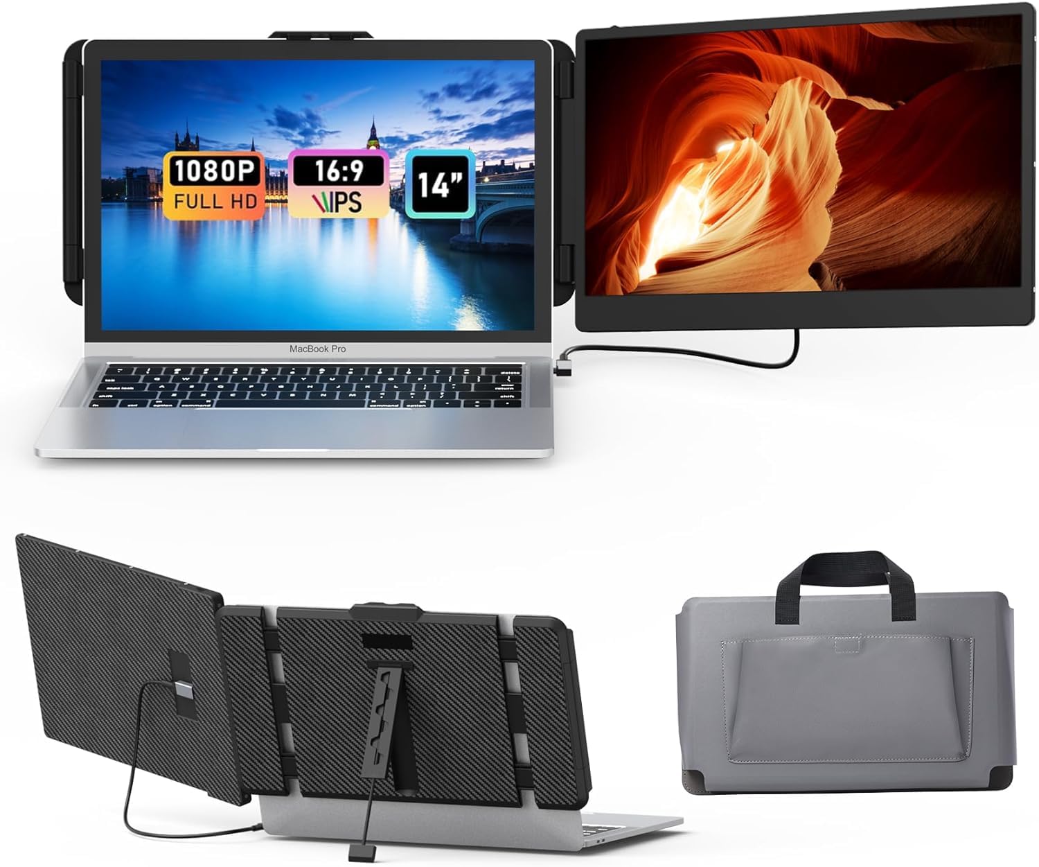 14in FHD 1080P IPS Portable Monitor for Laptops 13-17.3