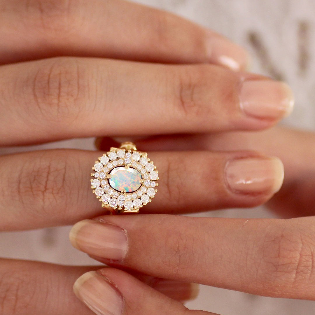 Authentic Ethiopian Fire Opal Wedding & Engagement Ring – Perfect for Proposals, Anniversaries, and Special Occasions