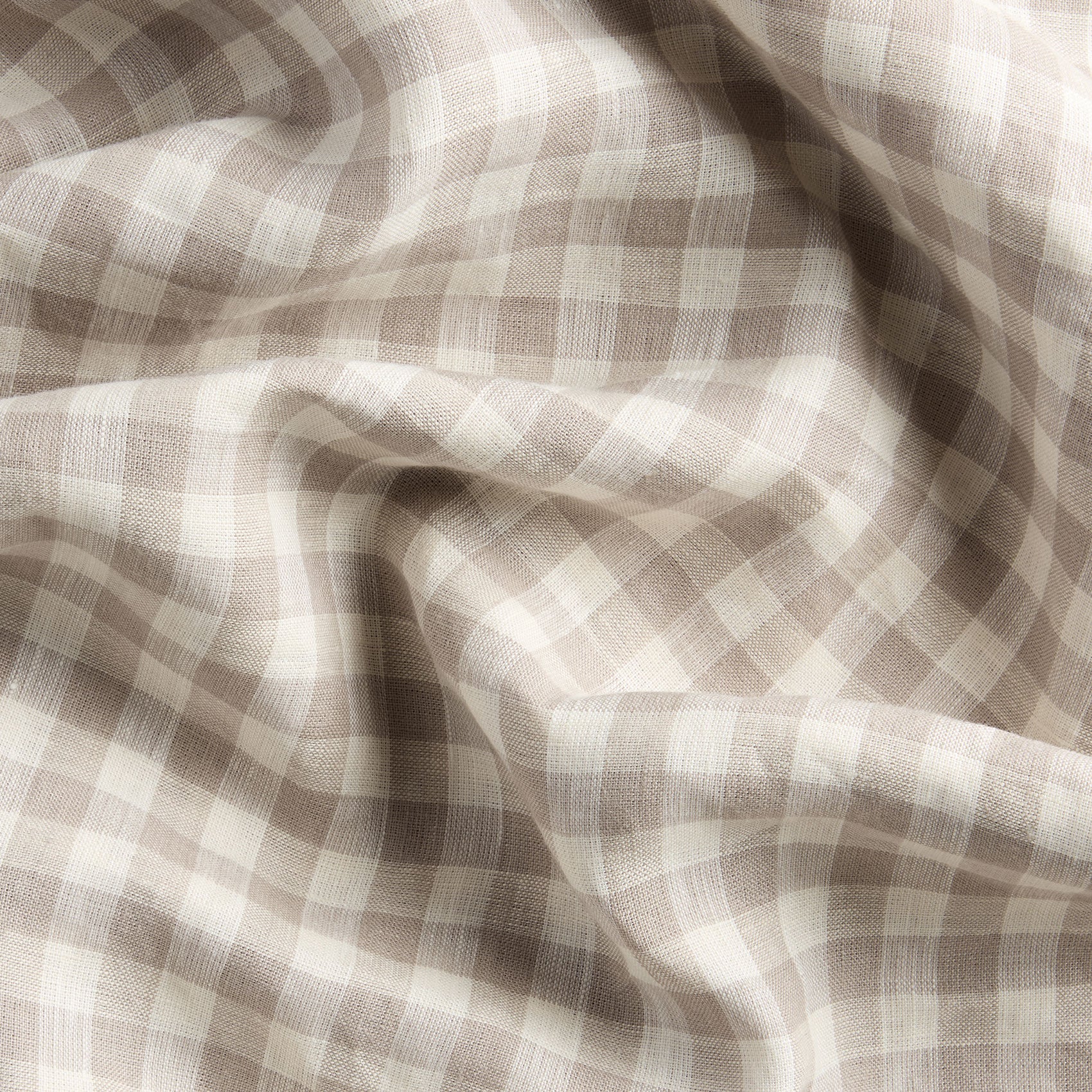 Mushroom Gingham Linen Blend Curtains (Set of 2 Panels) - Light Filtering Window Treatments for Living Room, Bedroom & Nursery