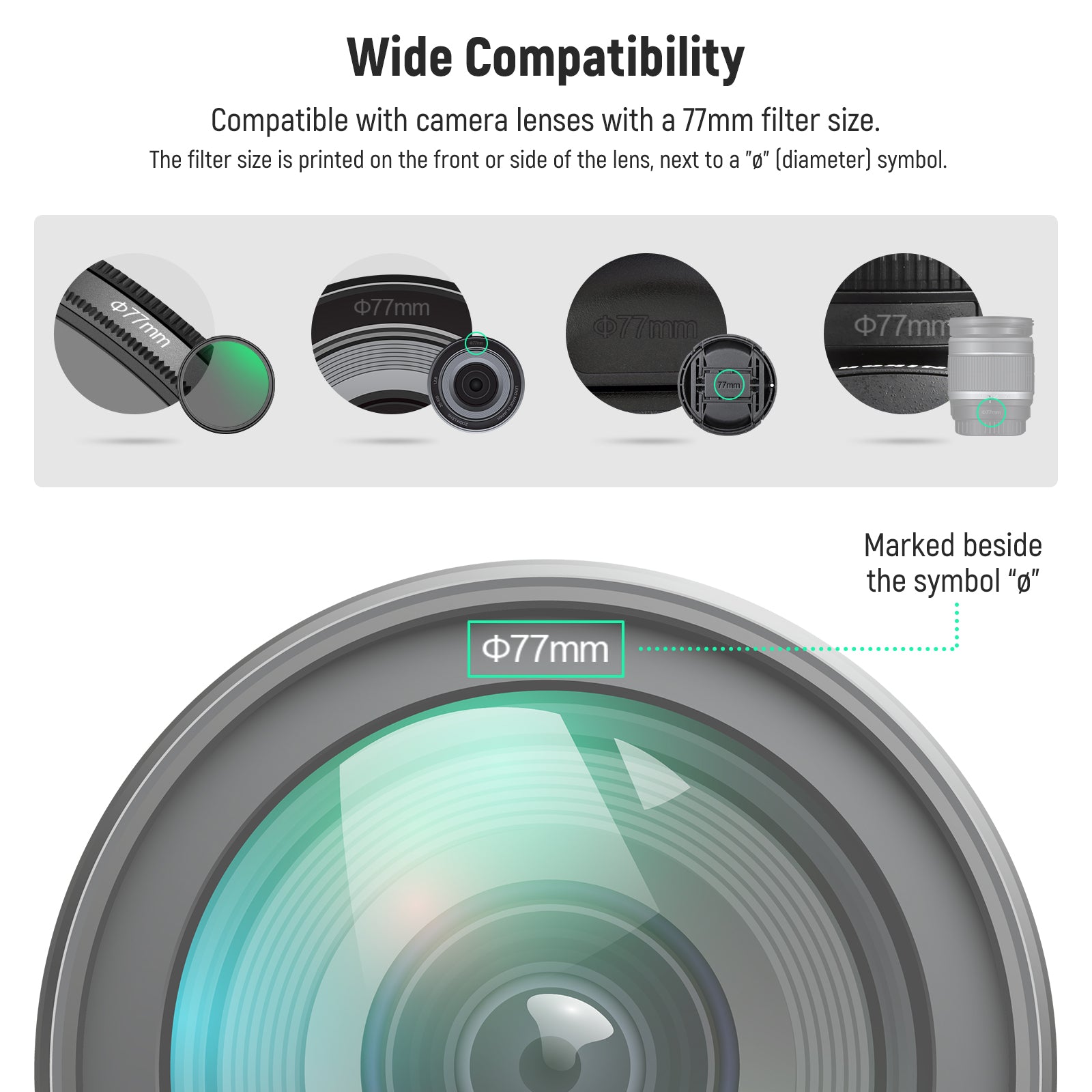 NEEWER 2 Pack Camera Lens Cap Kit - Universal DSLR & Mirrorless Camera Lens Cover - Dust & Scratch Protection for Photography & Videography (Perfect for Travel, Outdoor Shooting & Studio Use)