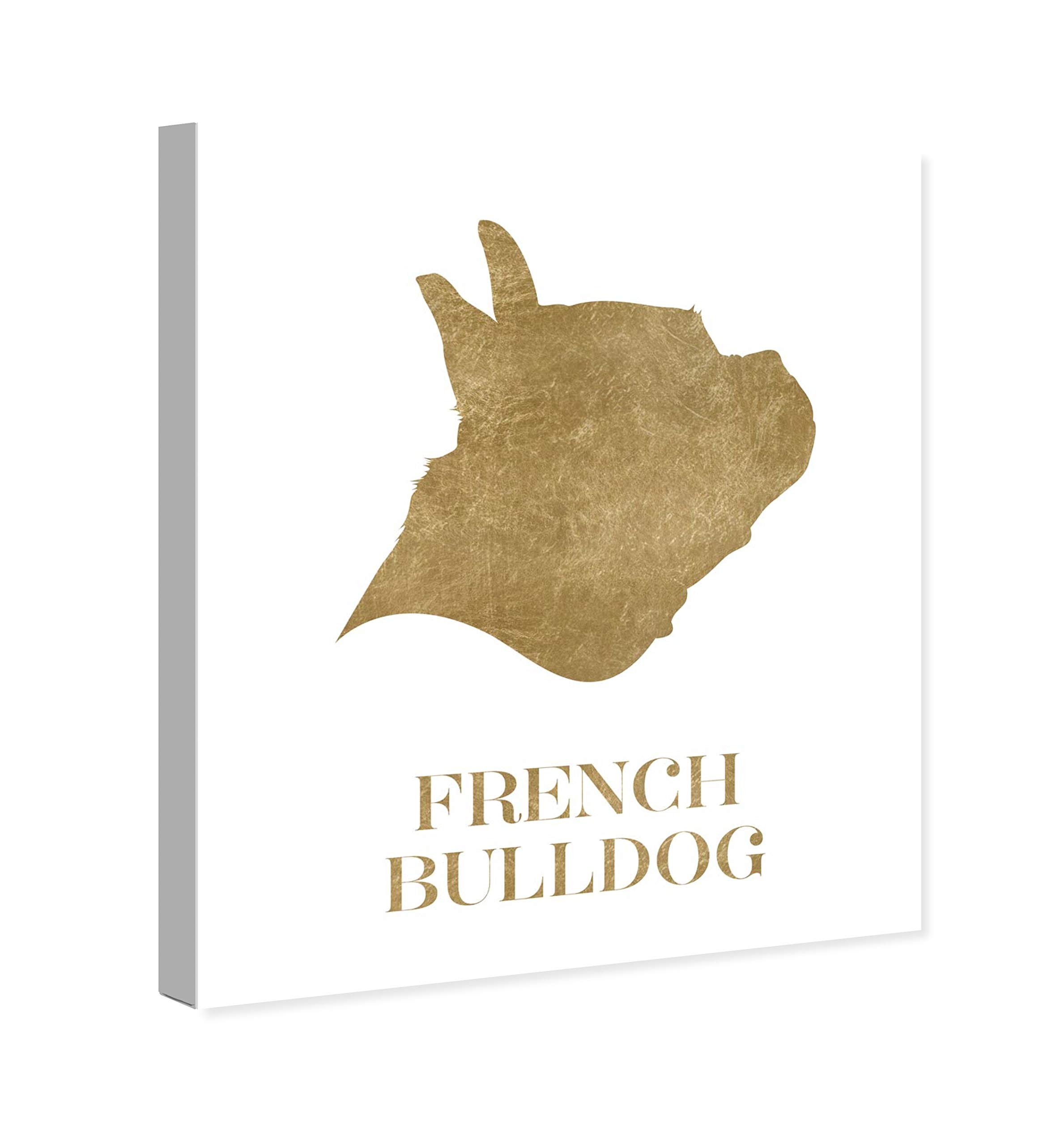 Oliver Gal Artist Co. French Bulldog Silhouette Canvas Wall Art - 30x36 Inch Gold & White Animal Print for Living Room, Bedroom, Office Décor | Premium Home Decor Gift Idea