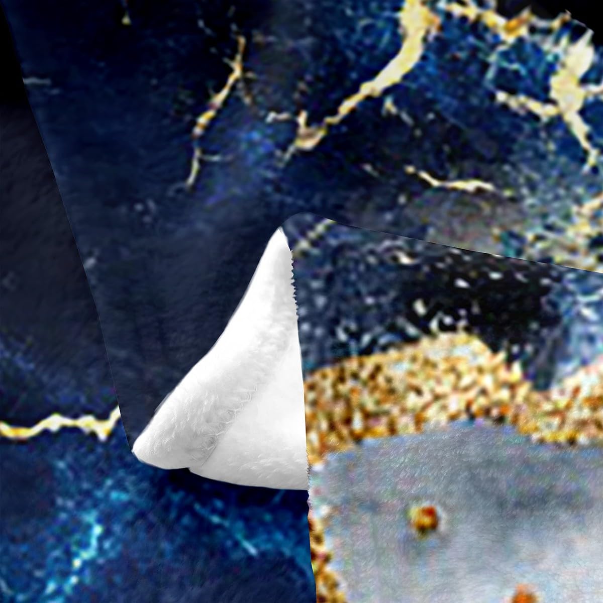 Erosebridal Marble Throw Blanket 40x50 Inches - Soft Flannel Fleece Blanket with Gold Glitter Geometric Lines & Navy Blue Marble Texture - Abstract Fluid Ink Magma Art Design for Kids Bedroom, Living Room Decor, Sofa Couch, Gift Idea