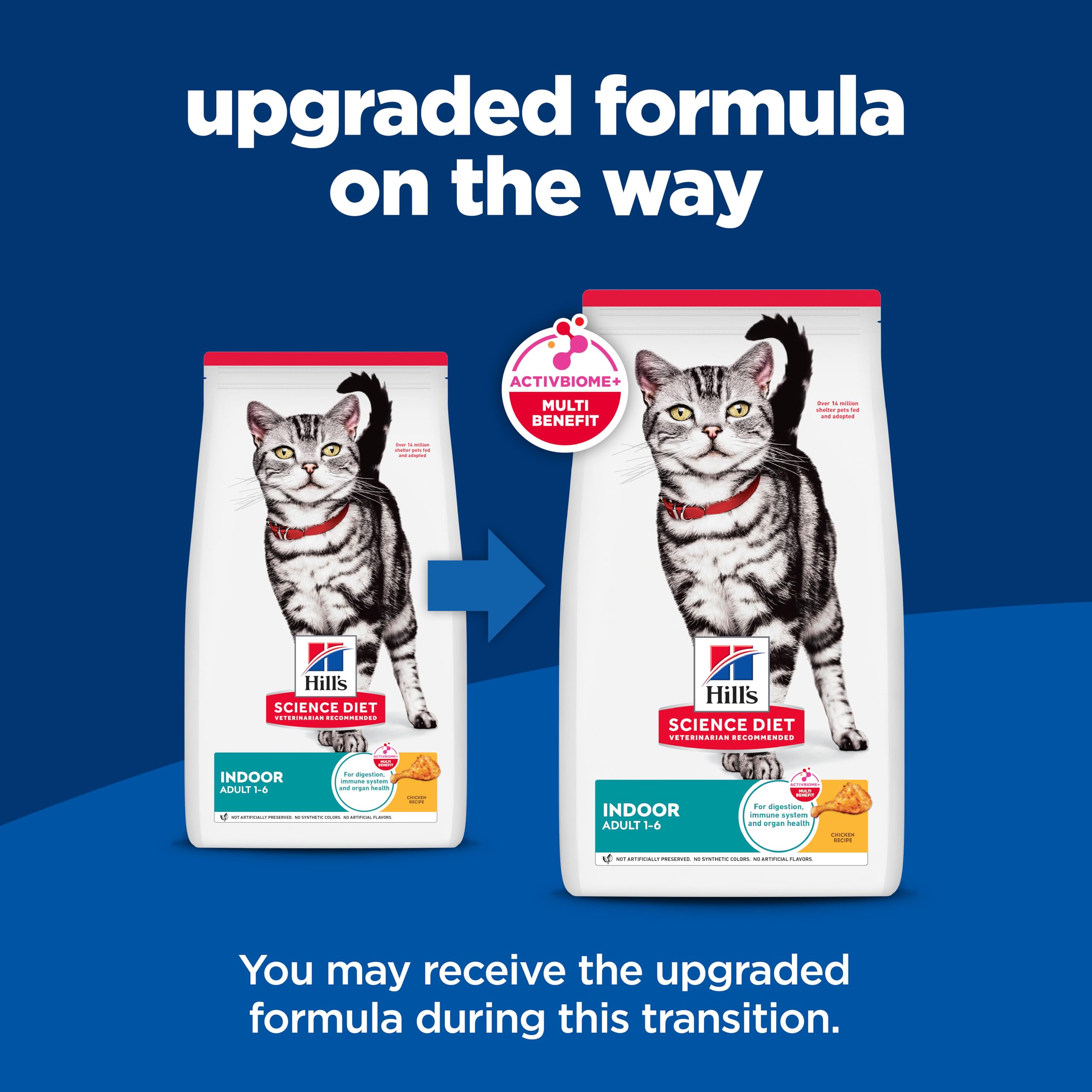 Hill's Science Diet Indoor Adult Dry Cat Food - Chicken Recipe for Cats 1-6 Years, 15.5lb Bag - Promotes Easy Litter Box Cleanup & Healthy Digestion | Perfect for Indoor Cats with Sensitive Stomachs