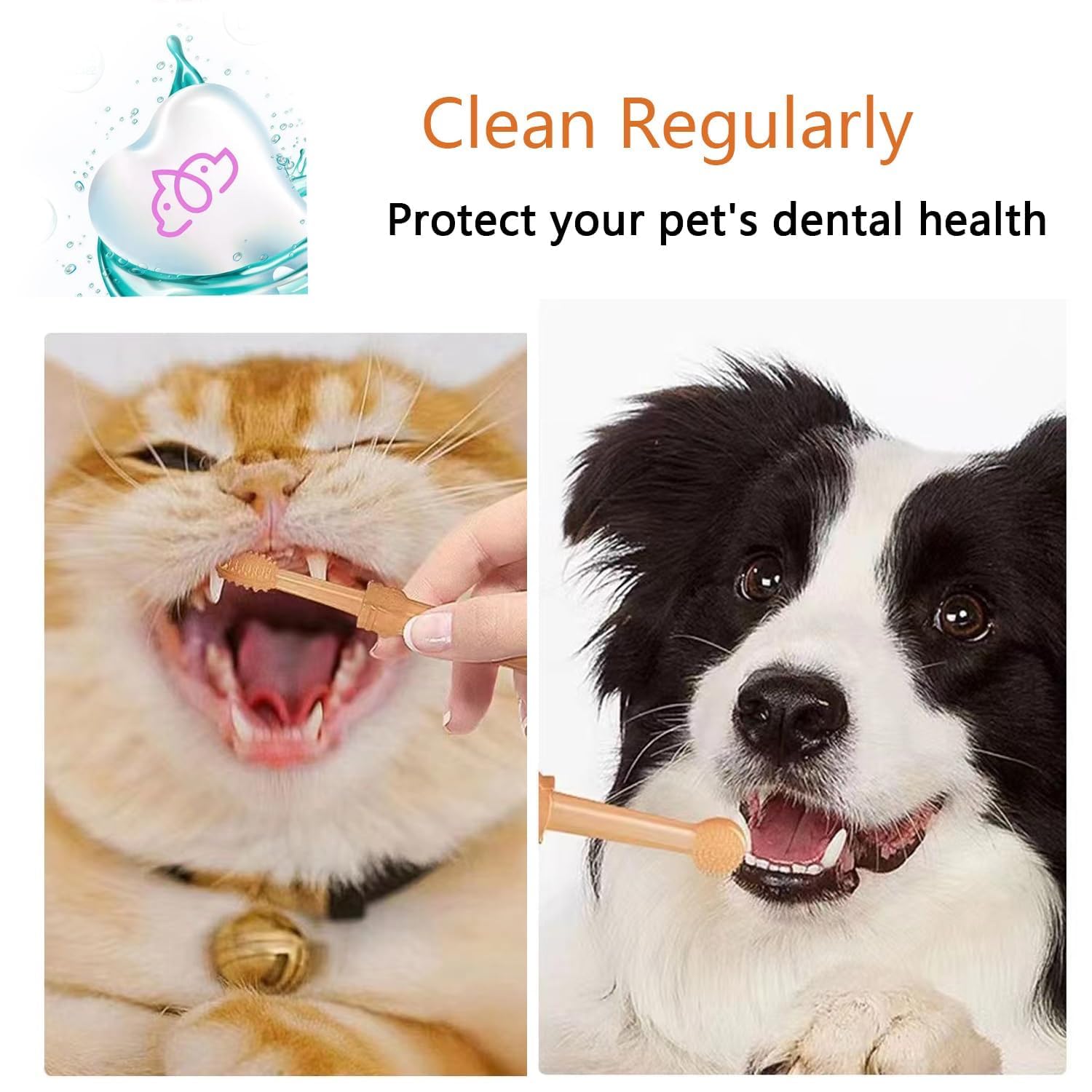 2Pcs Small Dog & Cat Toothbrush Kit with Storage Box - Soft Silicone Pet Toothbrush Set & Tongue Cleaner for Dental Care | Easy Grip for Small Breeds | Perfect for Daily Oral Hygiene & Travel Use