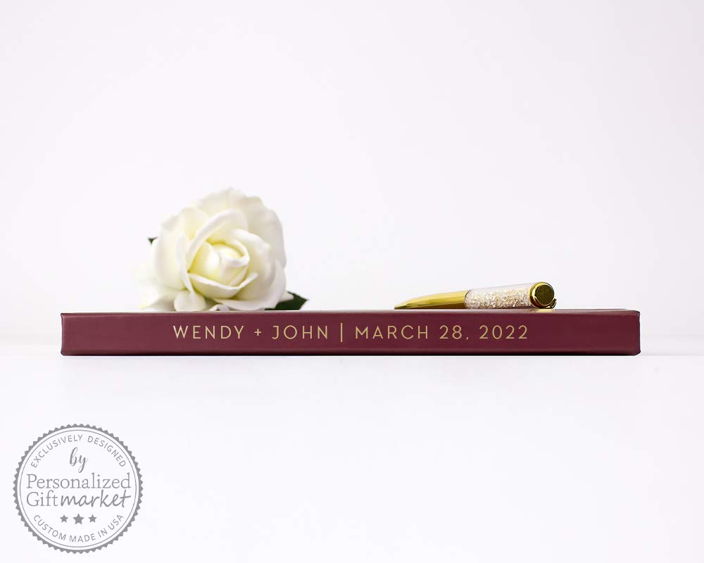 Personalized Wedding Guest Book with Names - Custom Photo Album & Alternative Guestbook - Burgundy Wine Gold Foil Hardcover (10x8 inches) - Perfect for Anniversaries, Bridal Showers & Wedding Receptions