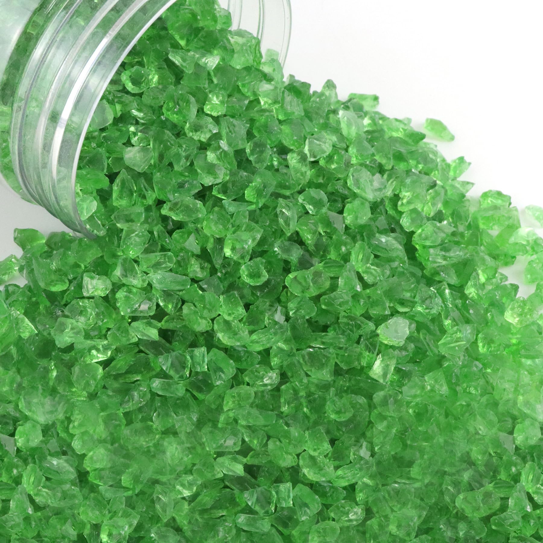 Crushed Fire Glass 3-6mm for Fire Pits & Resin Art - 1lb Green (Indoor/Outdoor)