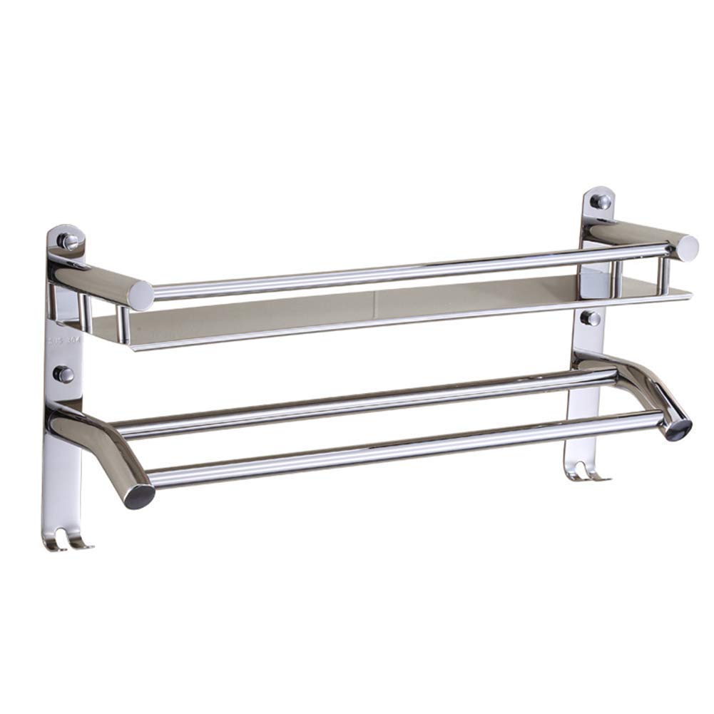 Stainless Steel Wall Mounted Bathroom Shelf Organizer - No Drilling Required, 60x14x23cm - Perfect for Shower, Kitchen & Bathroom Storage (Silver)