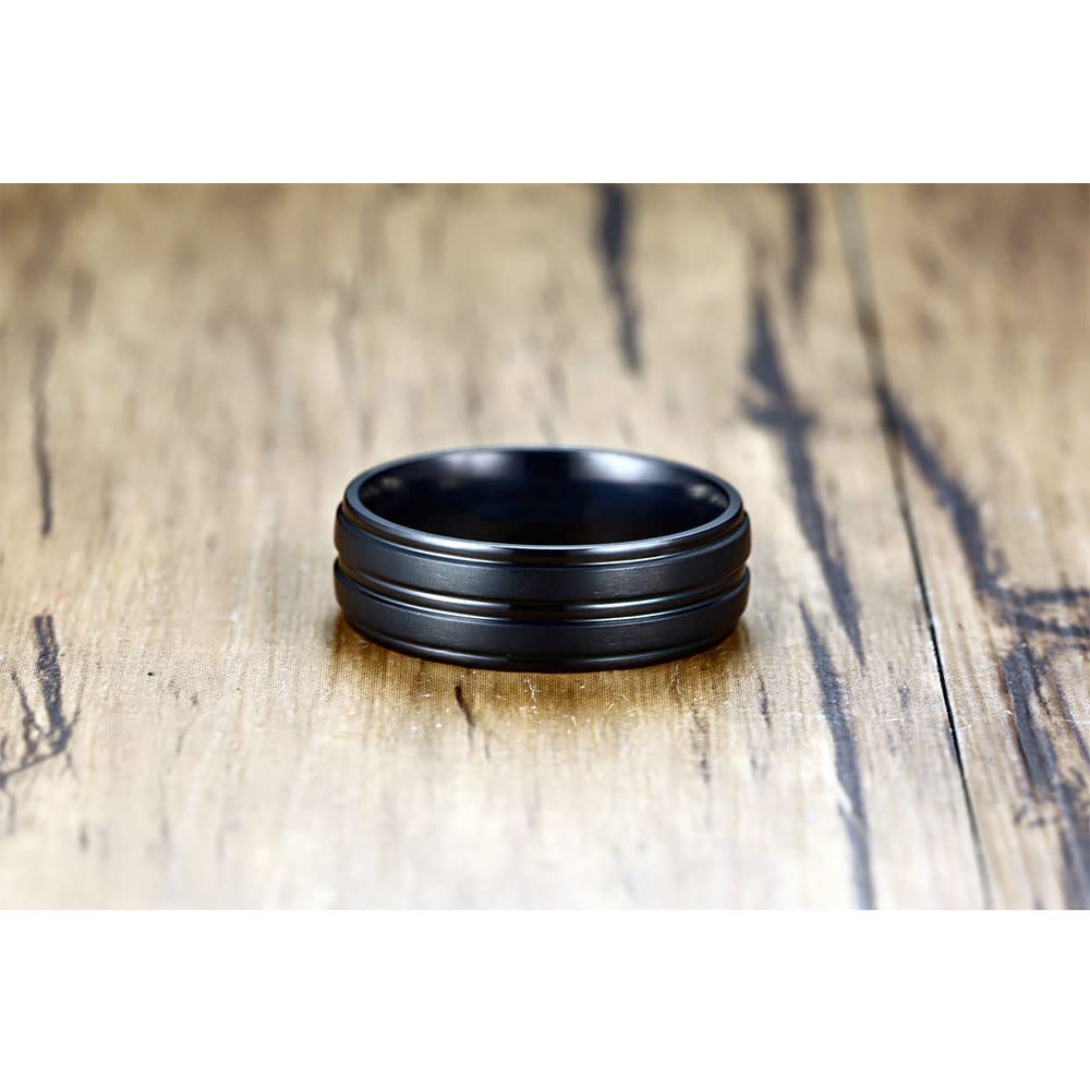 Personalized Matching Couple Rings for Him & Her - Titanium Black Cubic Zirconia Wedding & Engagement Ring Set - Comfort Fit Promise Rings for Women & Men - Perfect for Anniversaries, Proposals & Romantic Gifts
