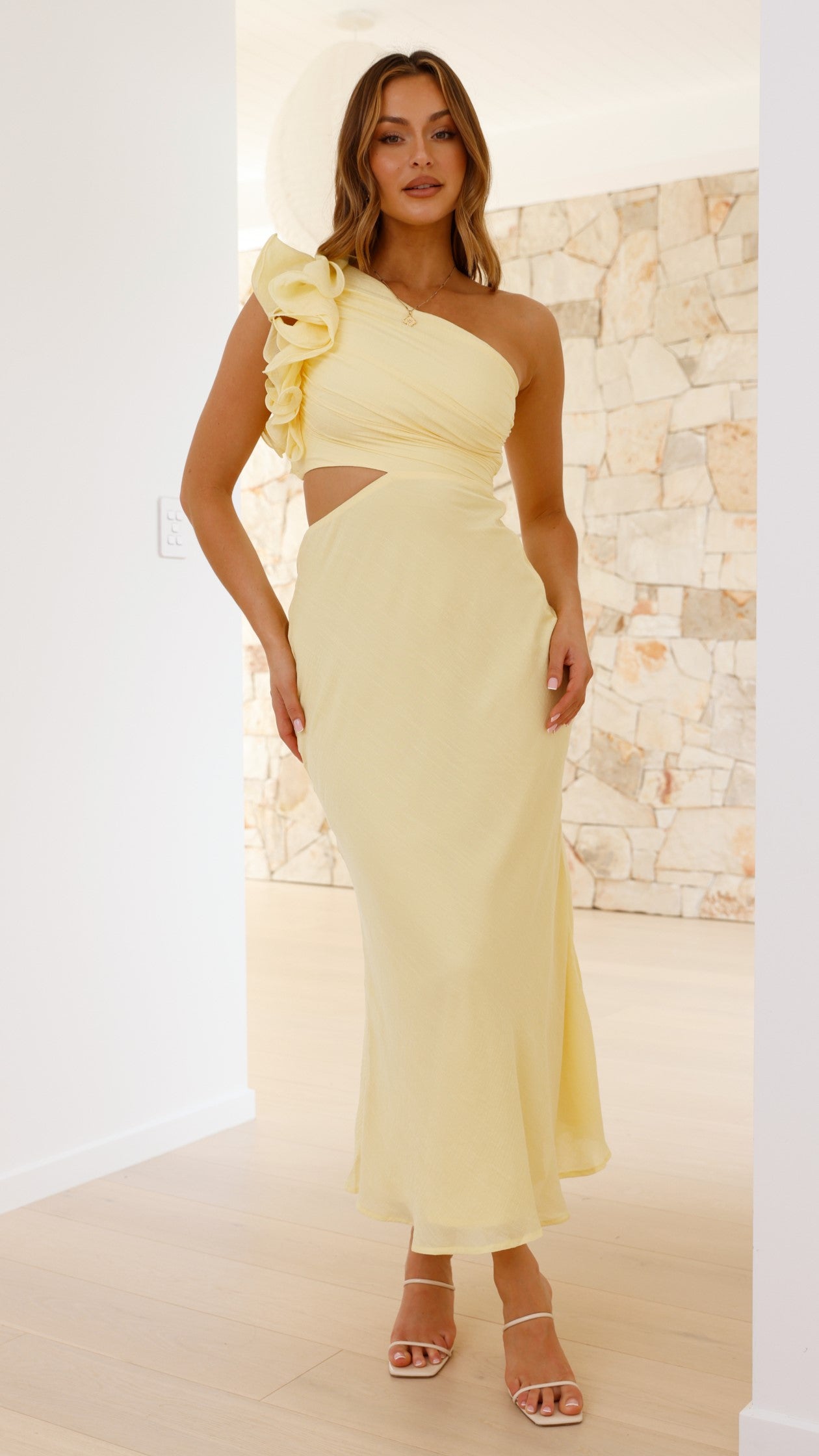 Amina Maxi Dress for Women - Flowy Long Summer Dress in Yellow | Perfect for Beach, Vacation & Casual Outings
