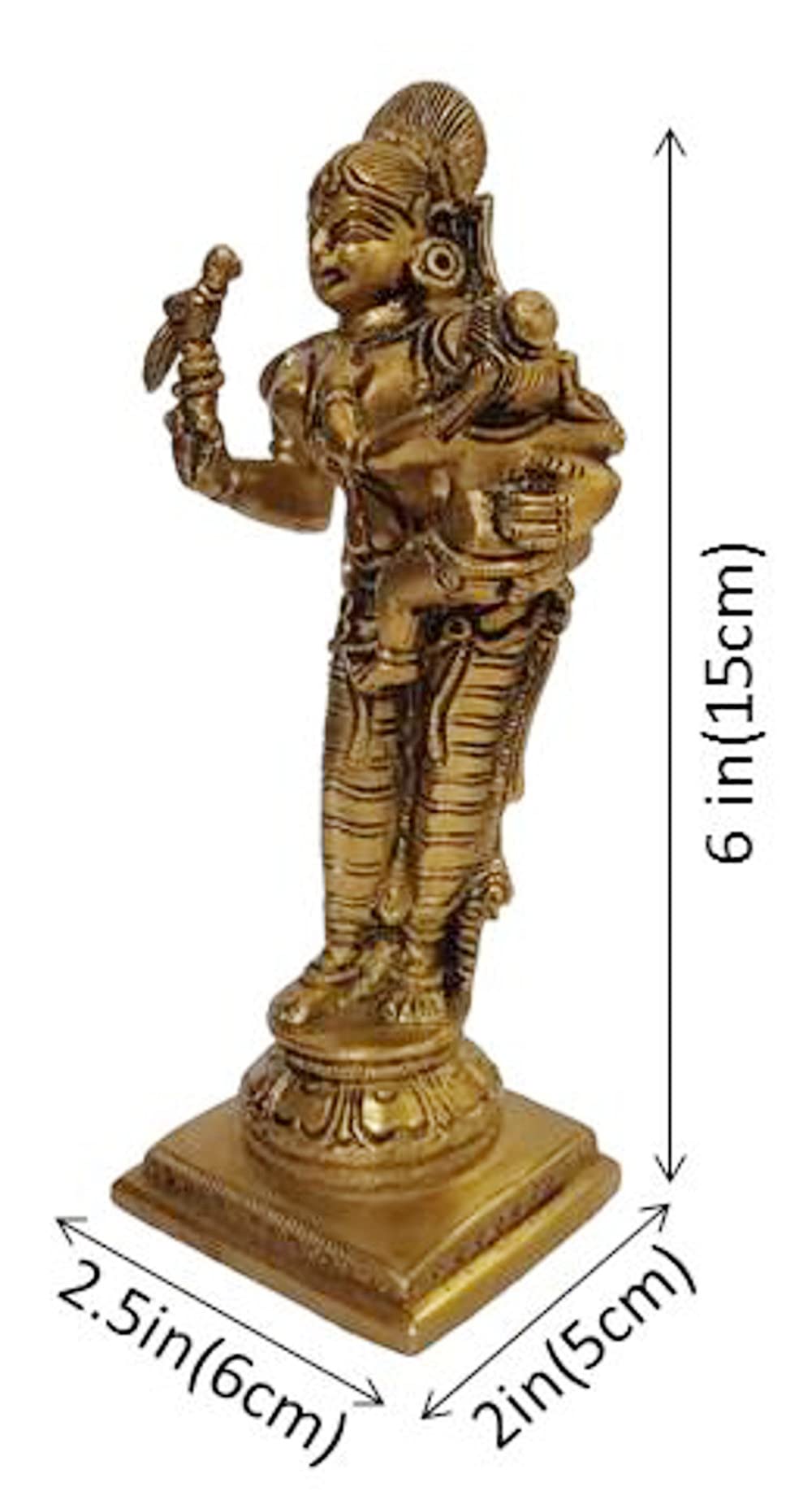 Purpledip Brass Idol Statue of Krishna and Yashoda - Damodar Leela Hindu Deity Sculpture (12409) | Rare Religious Collectible for Home Altar, Temple Decoration & Spiritual Gift