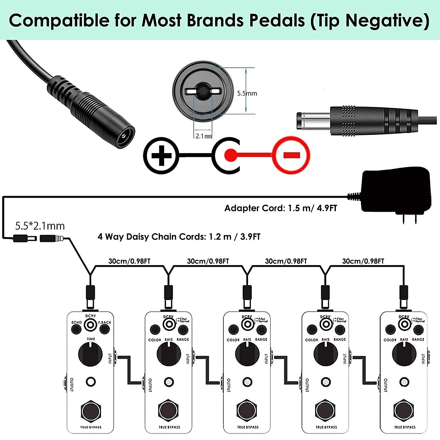JOYO R-09 Dual Channel Modulation Multi Effects Guitar Pedal Bundle with 9V DC Power Supply (800mA-1A) - Perfect for Live Performances, Studio Recording & Guitar Effects Processing