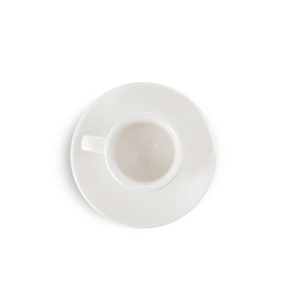 Premium White Porcelain Espresso Cup & Saucer Set (2oz/70ml) - Barista Quality Espresso Cups for Home & Café Use - Perfect for Latte, Cappuccino & Coffee Lovers