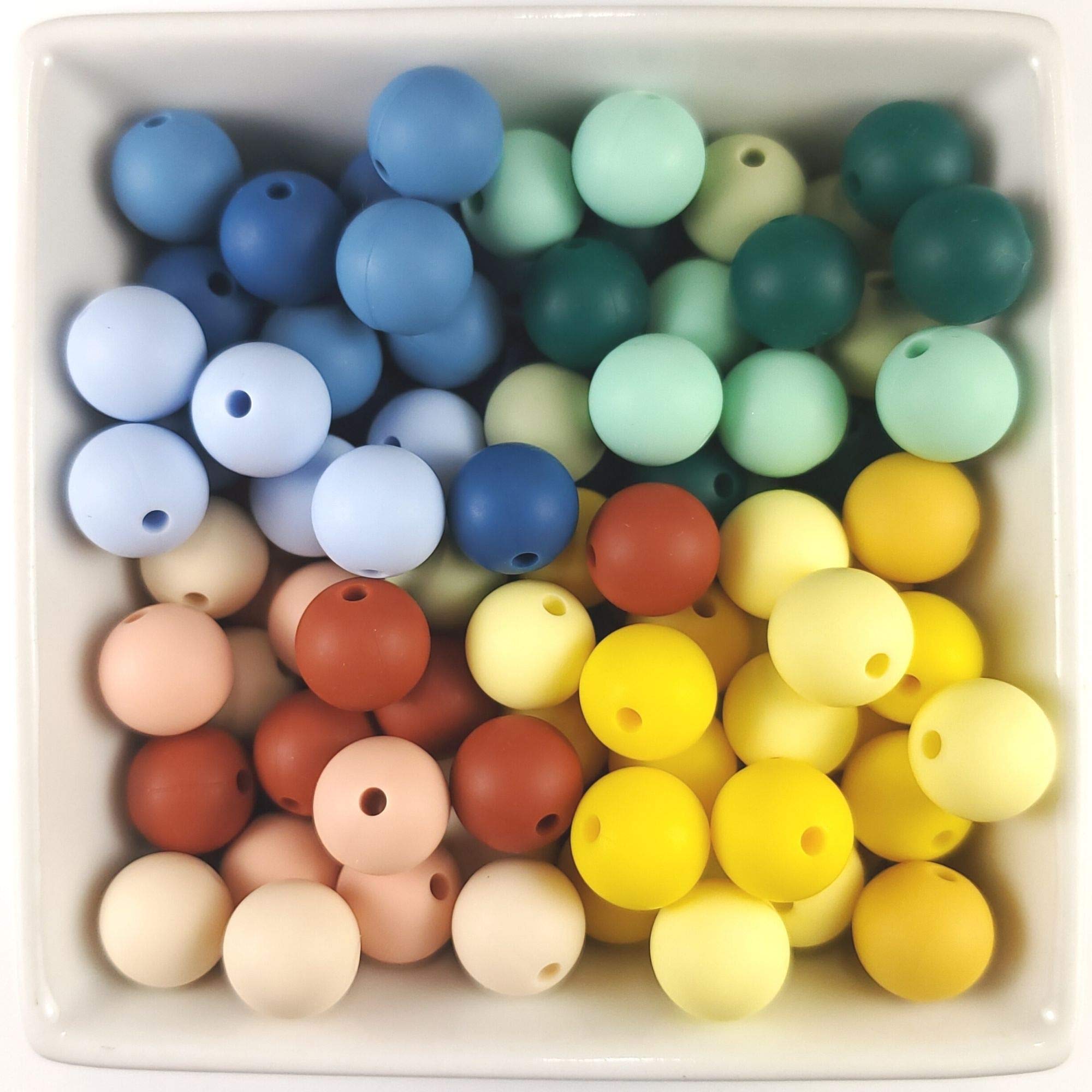 BLUE RABBIT CO 12mm Silicone Beads for Jewelry Making - Bulk 100PC Assorted Three-Tone Beads for Keychains, Necklaces, Bracelets - DIY Craft Supplies for Adults & Kids - Perfect for Party Favors, Gifts & Home Decor