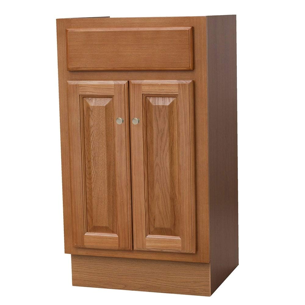 18x16 Small Honey Amber Raised Panel Bathroom Vanity - Elegant Storage Solution for Powder Rooms & Master Baths (Perfect for Small Spaces & Apartment Living)