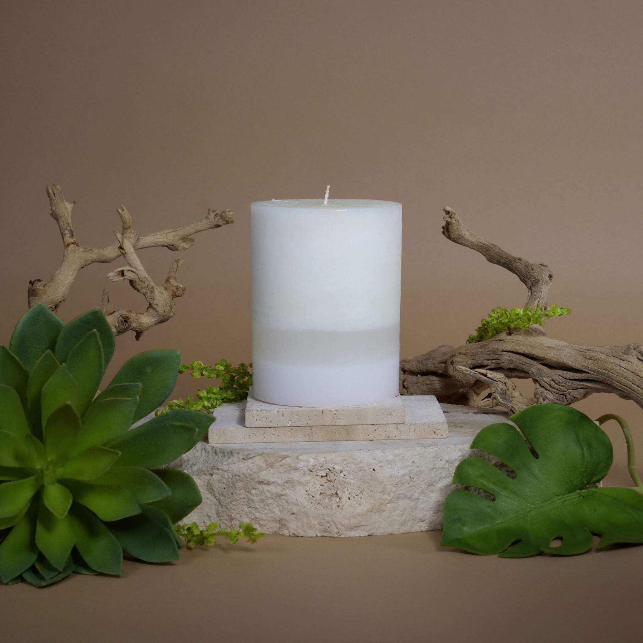 Premium White Tea & Ginger Root Scented Pillar Candles (6