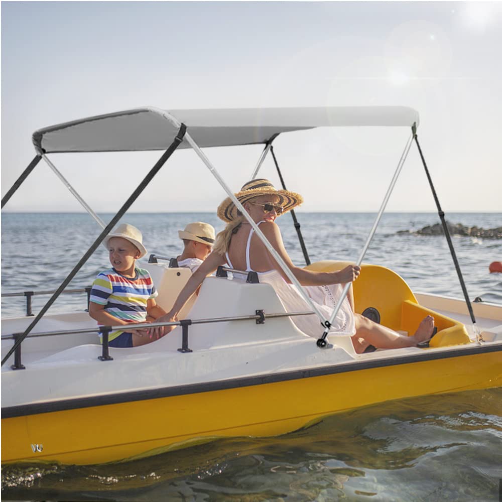 Nisorpa 4 Bow Bimini Top Cover - Waterproof Boat Canopy Sun Shade for Inflatable Boats 39.3-55in - Universal Replacement Top with Frame Hardware & 4 Straps - Perfect for Fishing, Cruising, and Water Sports