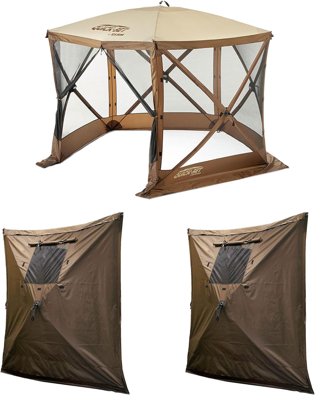 CLAM Quick Set Venture 9x9 FT Portable Outdoor Camping Canopy Tent - Instant Setup Sun Shelter with Wind Panels (2 Pack) | Perfect for Beach, Picnic, Backyard & Tailgating