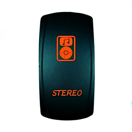 STVMotorsports 5 Pin Laser Automotive Rocker Switches On/Off LED Light 12V 20A - Waterproof Car Interior Accessories for Truck, UTV, ATV, Boat, RV & Off-Road Vehicles (Stereo, Orange) - Perfect for Dashboard, Center Console & Custom Lighting Control