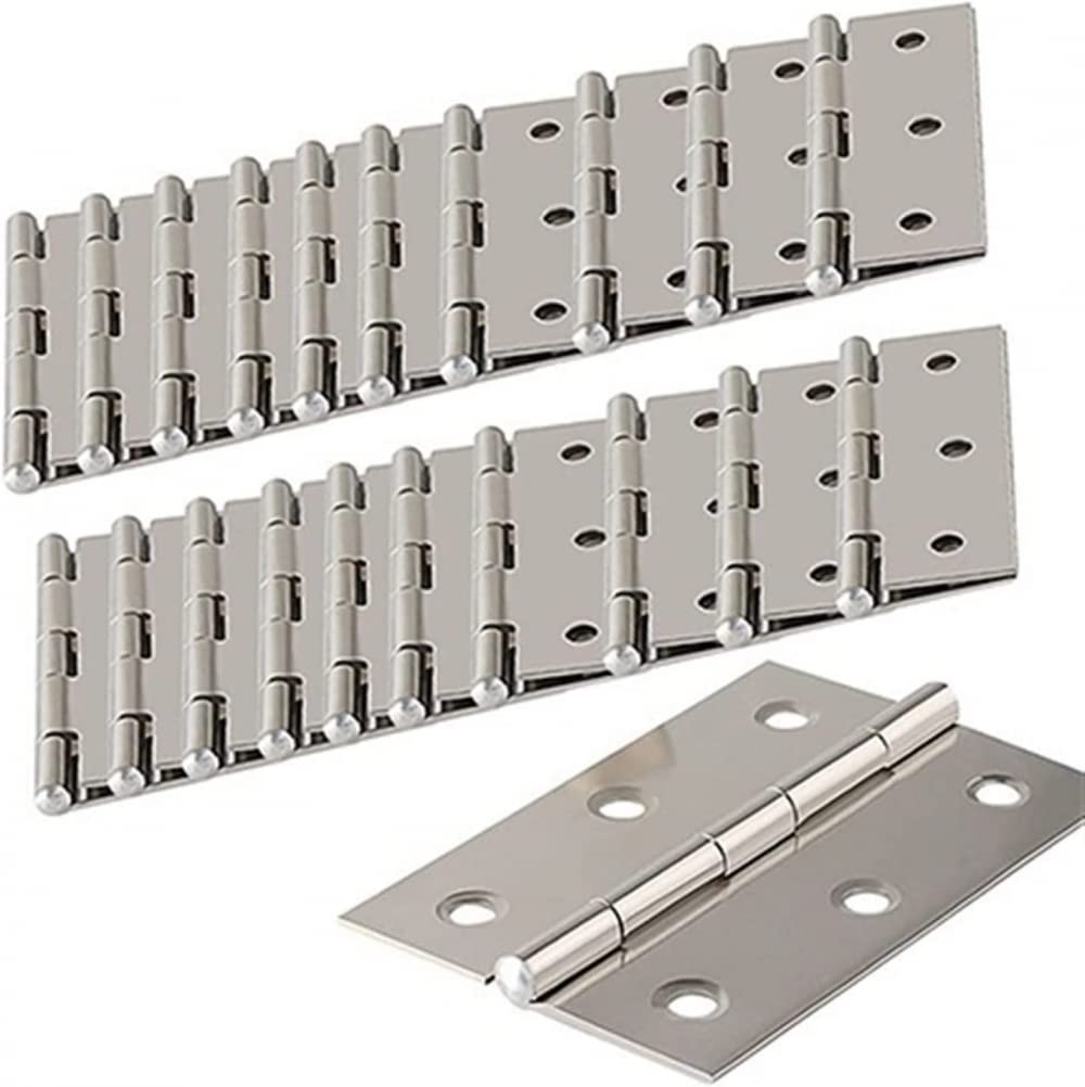 20pcs Heavy Duty Stainless Steel Door Hinges with 6 Mounting Holes - Perfect for Jewelry Box, Window Cabinet, Furniture Repair, Bookcase & Home DIY Projects - Durable Household Hardware for Smooth Door Operation