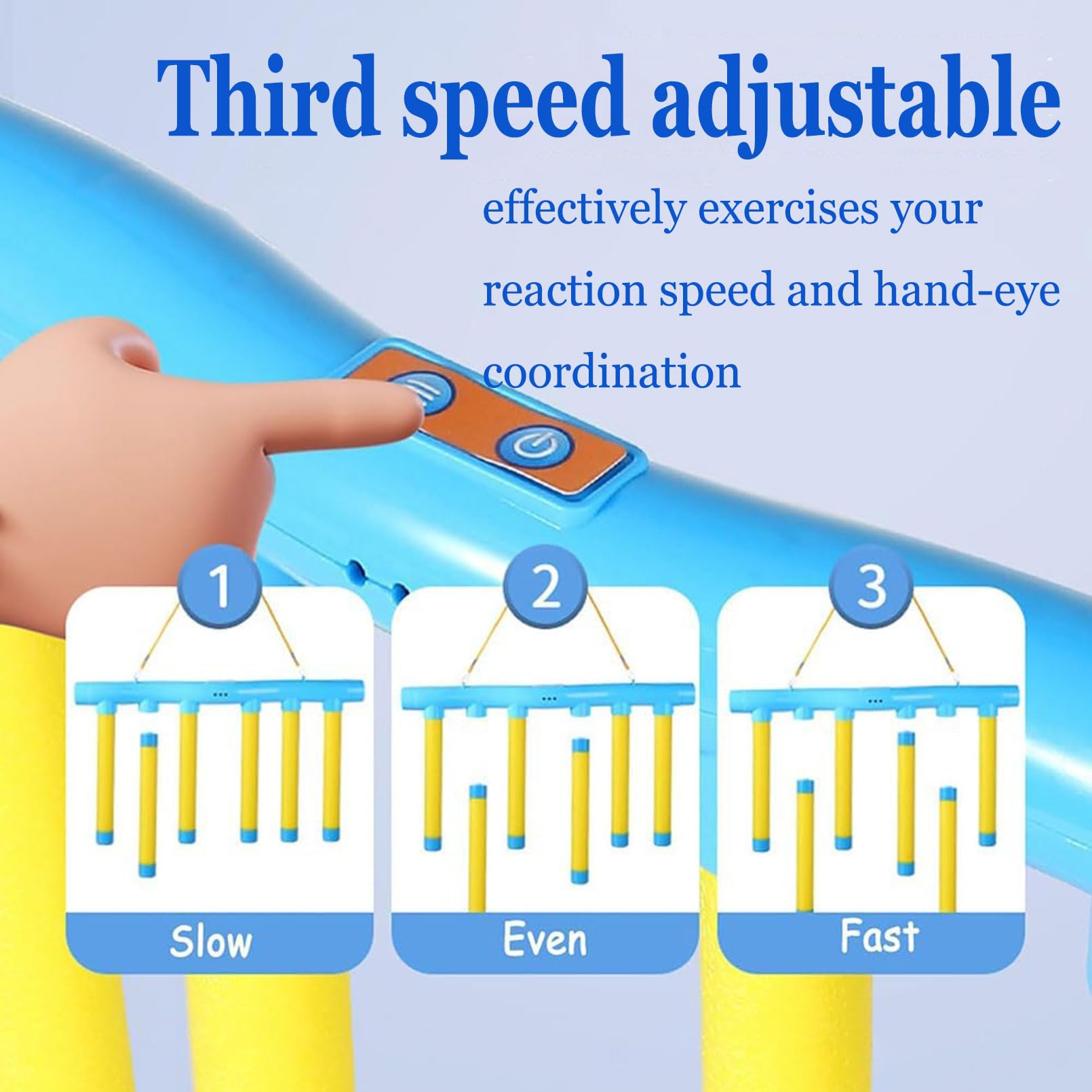 **Reflex Challenge Game - 2025 New Drop Stick Game for Adults & Kids - Hand-Eye Coordination Toy with 3 Adjustable Speeds (Blue) - Fun Family Party & Indoor Activity Game**
