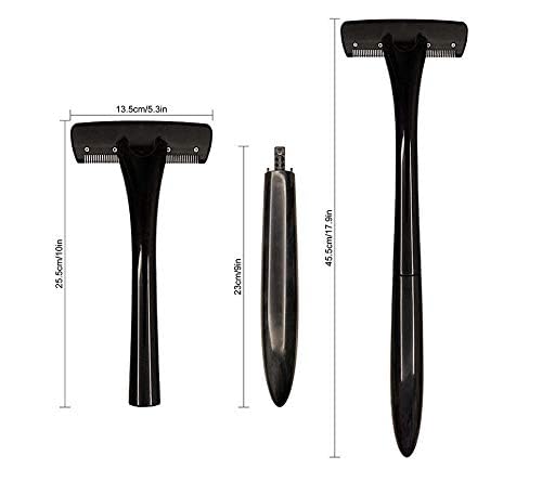 Men's Body Back Shaver with Long Handle - Dark Black Back Hair Removal Tool for Smooth Skin | Perfect for Shaving Hard-to-Reach Areas at Home