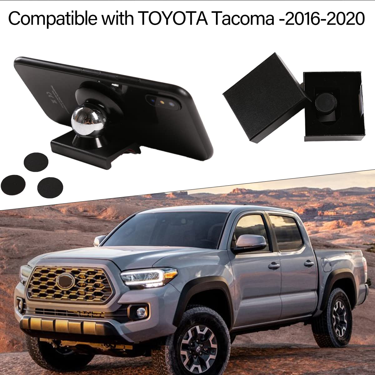 CHEAYAR Magnetic Car Phone Mount Holder for Toyota Tacoma 2015-2020 - 2 Pack Type B, Universal Dashboard Clip Compatible with iPhone, Samsung & iPad - Perfect for Hands-Free Driving & GPS Navigation