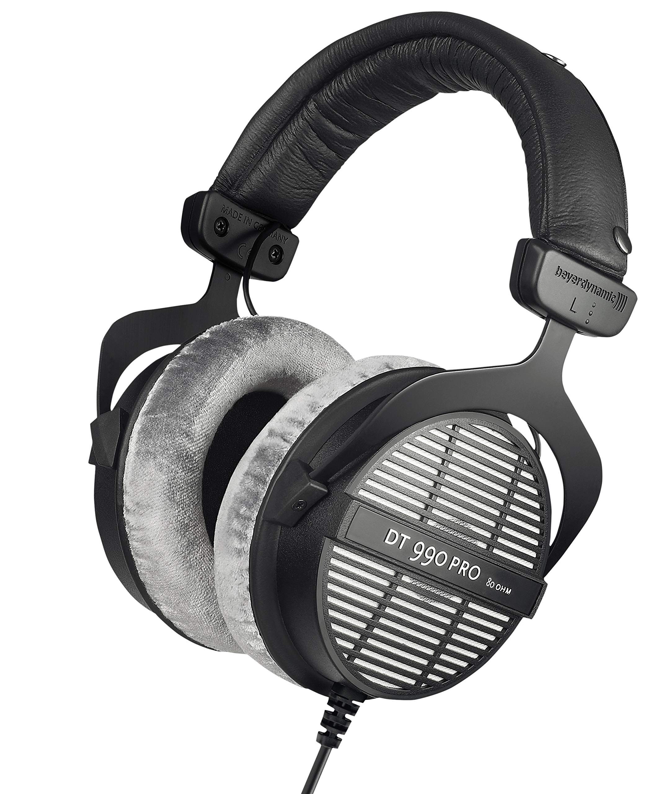 beyerdynamic DT 990 PRO 80 Ohm Studio Headphones - Open-Back Over-Ear Wired Headphones for Professional Audio Monitoring & Mixing (Renewed, Grey) - Perfect for Music Production, Gaming & Podcasting