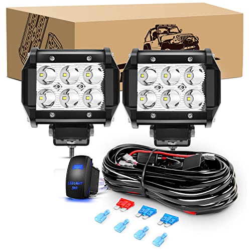 18W LED Pods+ Rocker Switch Wiring Harness