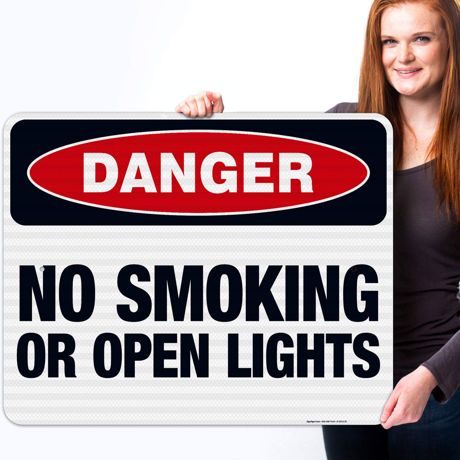 Danger No Smoking or Open Flames Sign - OSHA Compliant 24x30 Inch Reflective Aluminum Sign, 3M EGP .080 Thick, Fade Resistant for Indoor/Outdoor Use - Made in USA | Perfect for Construction Sites, Warehouses & Hazardous Areas