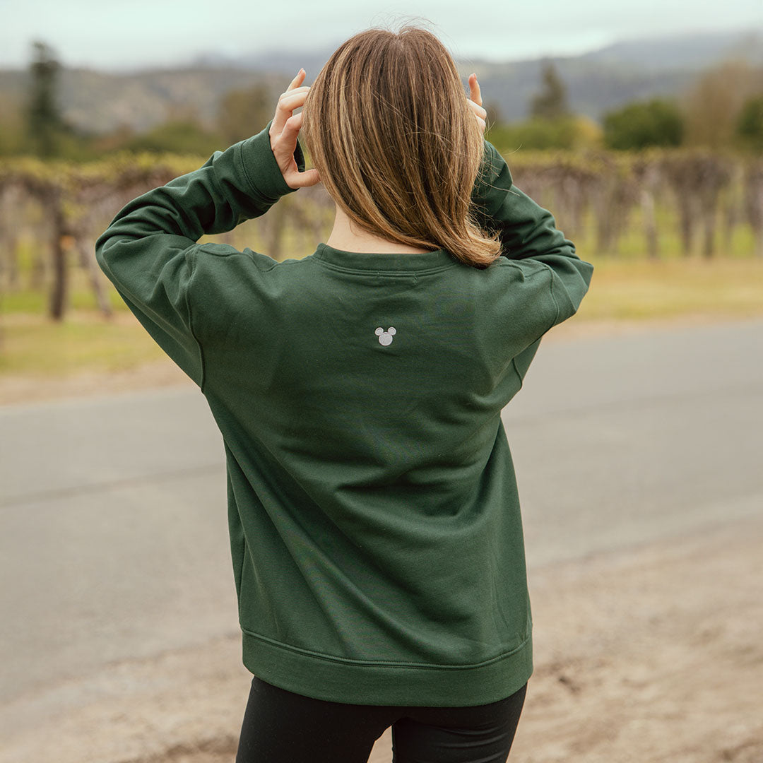 Disney Minnie Mouse Green Crewneck Sweatshirt for Women - Soft Cotton Pullover for Casual Wear, Disneyland Trips & Gift Giving