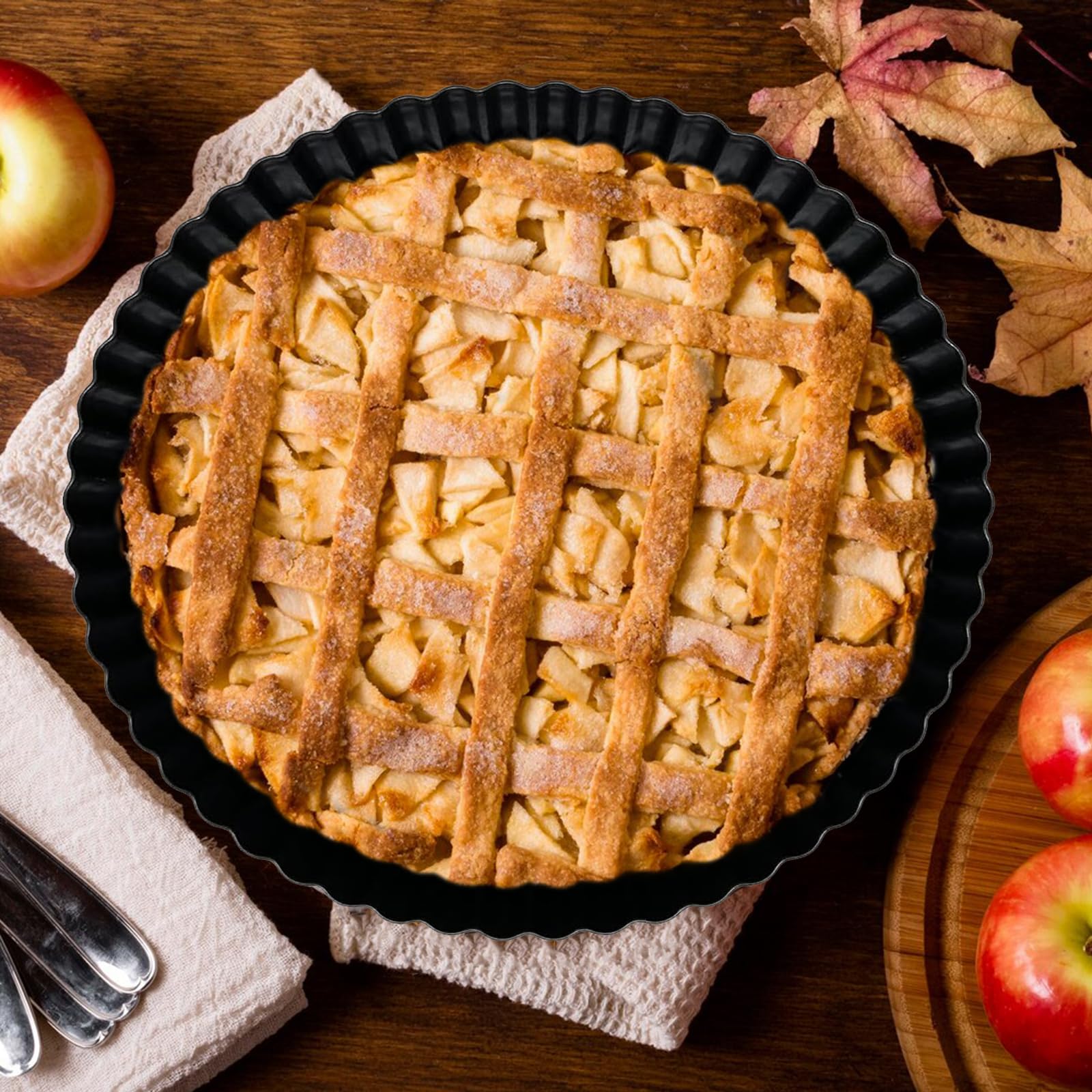 8 Inch Nonstick Tart Pan with Removable Base - Fluted Pie Dish for Baking Fruit Tarts, Quiche, Pizza & Cakes | Perfect for Home Bakers & Professional Chefs | Ideal for Parties, Holidays & Everyday Desserts