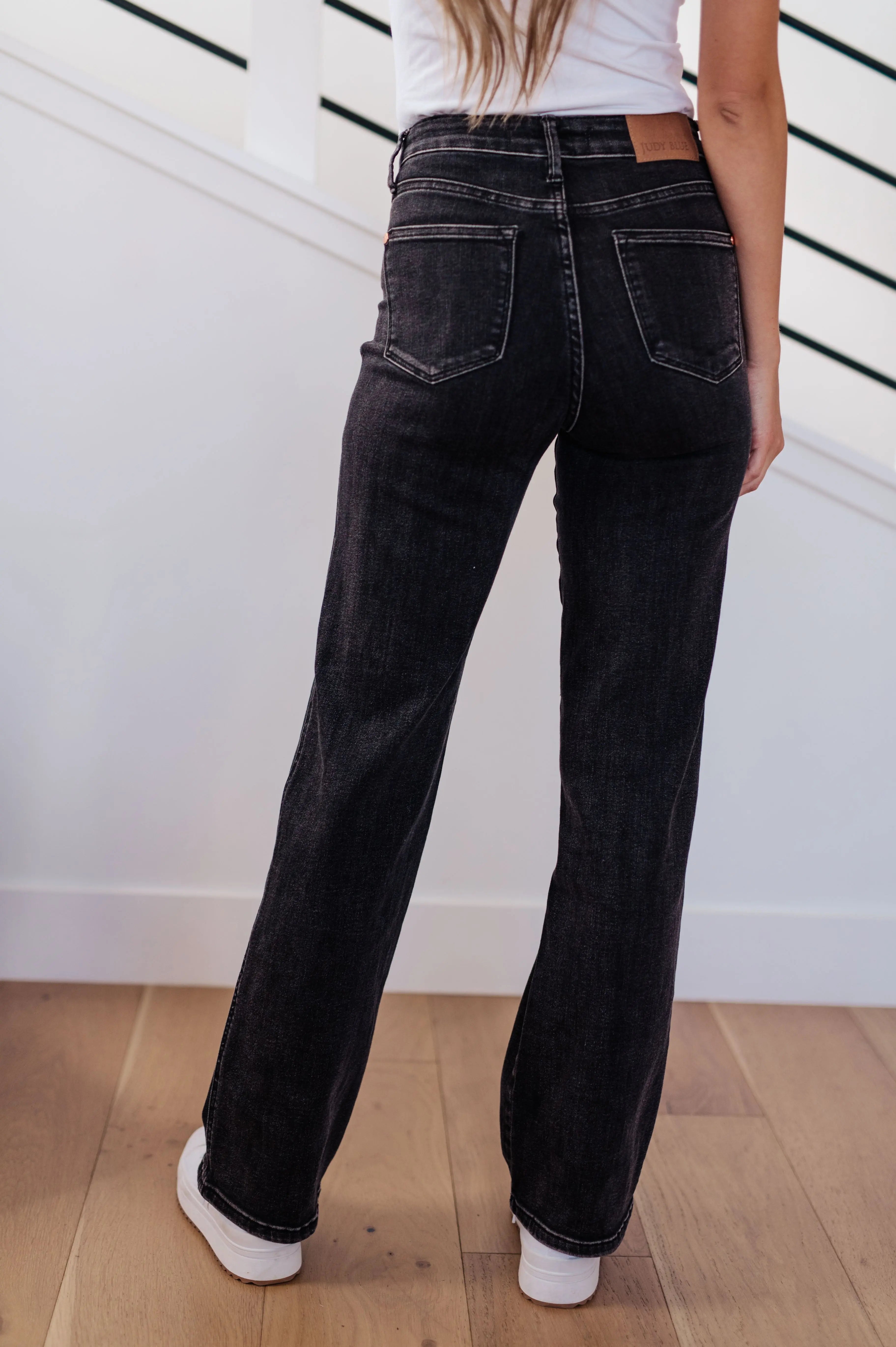 Joan High Rise Control Top Straight Jeans for Women - Washed Black Denim Pants | Slimming & Comfortable | Perfect for Work, Casual Outfits & Date Nights