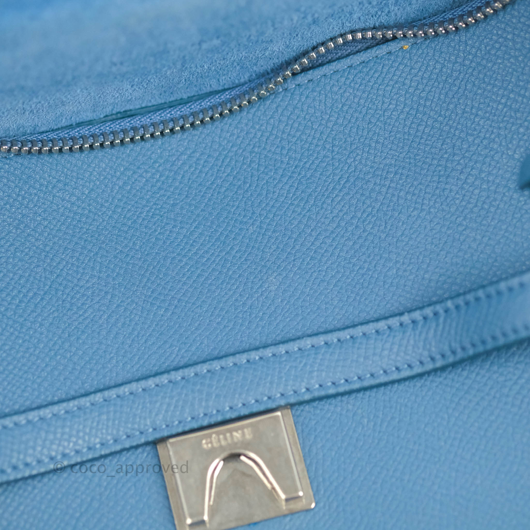 Celine Mini Belt Bag in Blue Grained Calfskin with Silver Hardware - Stylish Crossbody Purse for Women, Perfect for Everyday Use & Date Nights