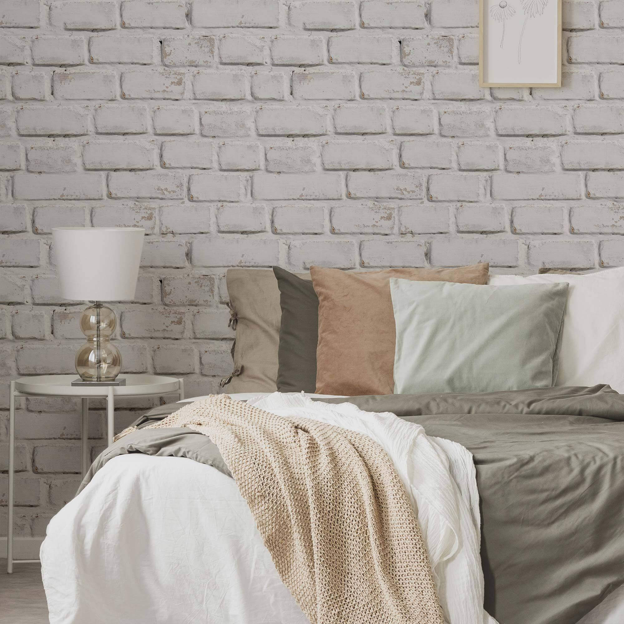 White Faux Brick Peel and Stick Removable Wallpaper - Self-Adhesive Decorative Vinyl for Home, Office & Rentals - Easy DIY Wall Covering for Bedroom, Living Room & Accent Walls