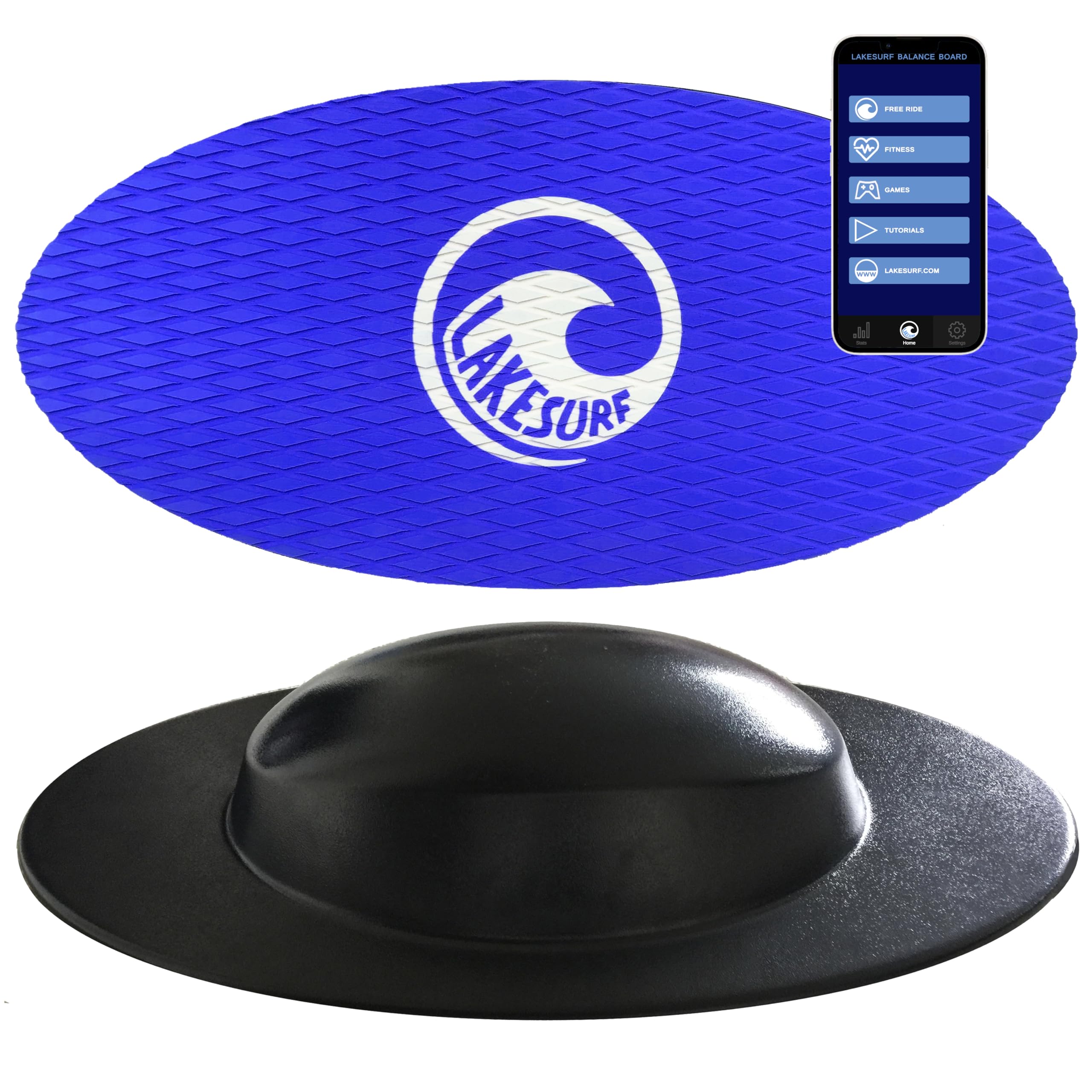 Lakesurf Wakesurf Balance Board with Motion Tracking App & Phone Mount - Surfing Simulator for Wakesurfing Training, Fitness Workouts, Balance Games & Tutorials | Perfect for Home Exercise, Surf Practice & Indoor Fitness Training