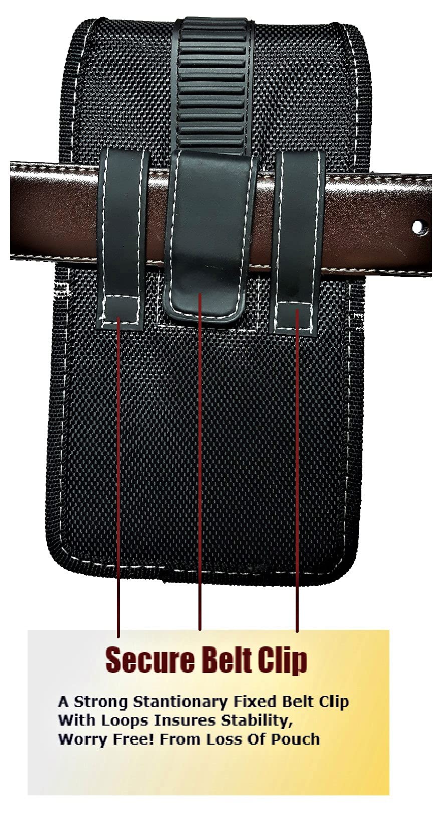 Durable Nylon Phone Holster Pouch for Samsung Galaxy S25/S24/S23/S22/S21+ Plus | Secure Belt Loop Clip & Magnetic Closure | XX-Large Vertical Design (Black) | Perfect for Outdoor Activities, Work & Travel