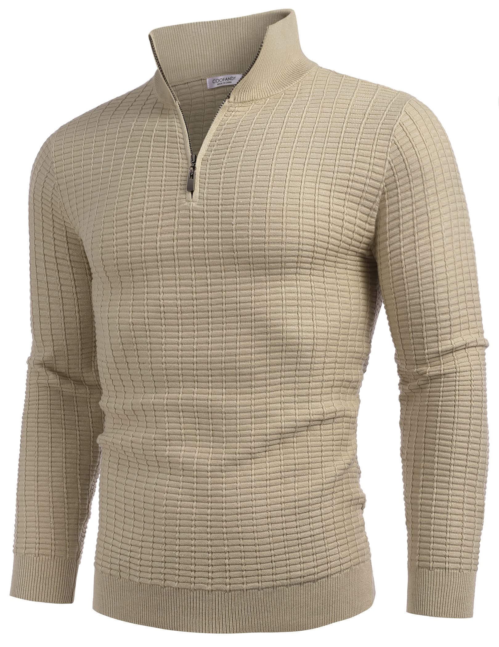 COOFANDY Men's Slim Fit Lightweight Cotton Quarter Zip Sweater - Mock Turtleneck Pullover for Casual Wear, Office & Outdoor Activities