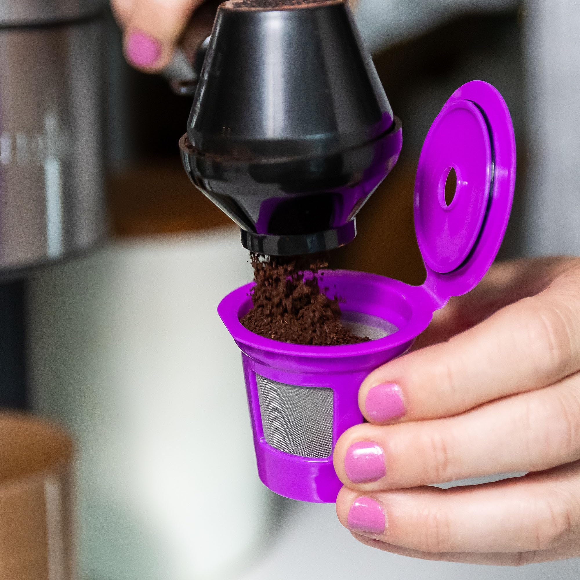 Eco-Friendly Reusable K Cup Coffee Pods 4-Pack with 100 Disposable Paper Filters | Compatible with Keurig & Most Single-Serve Coffee Makers | Perfect for Home, Office & Camping Use