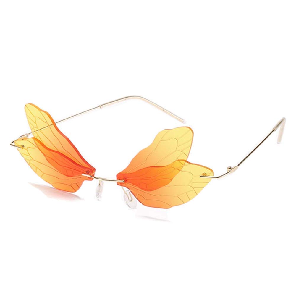 ENTHYI Dragonfly Wing Shape Sunglasses for Women & Men - Frameless Irregular Fashion Glasses UV Protection - Perfect for Parties, Beach, and Outdoor Activities