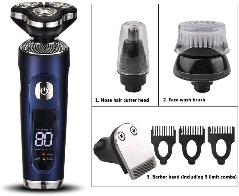 Best Electric Razor for Men - Rechargeable 3-Blade Shaver with Multi-Function Trimmer | Portable Beard Grooming Kit for Travel, Home & Office Use