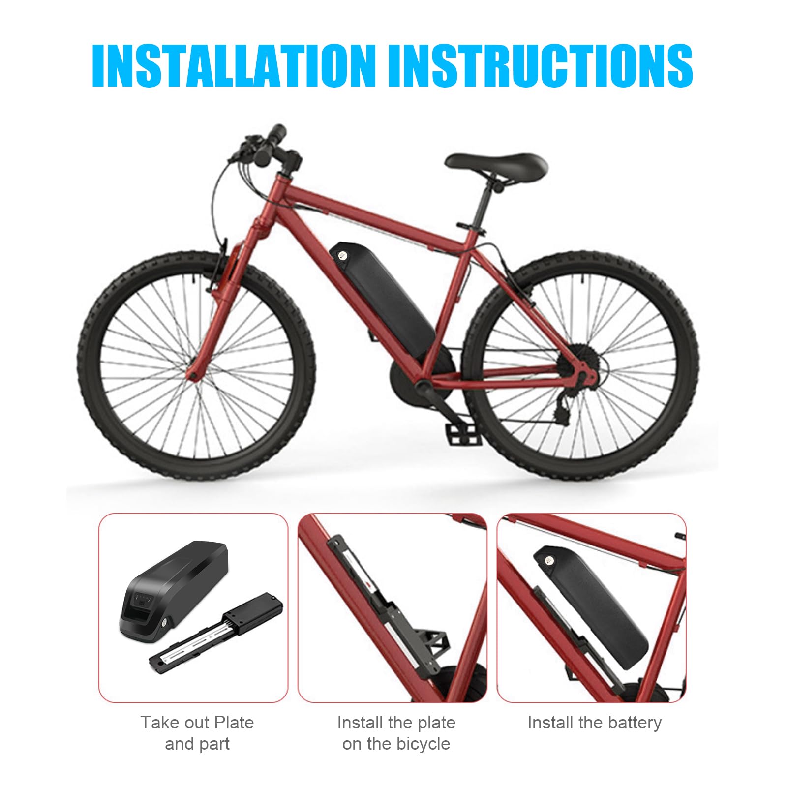 36V 48V Lithium Battery for Electric Bike - 11Ah 17Ah Ebike Battery with 2A Fast Charger, 30A BMS, USB Output & LED Indicator | Compatible with 0-1400W Motors | Safe Lock & Base Included | Perfect for Commuting, Mountain Biking & Urban Travel (36V 11Ah)