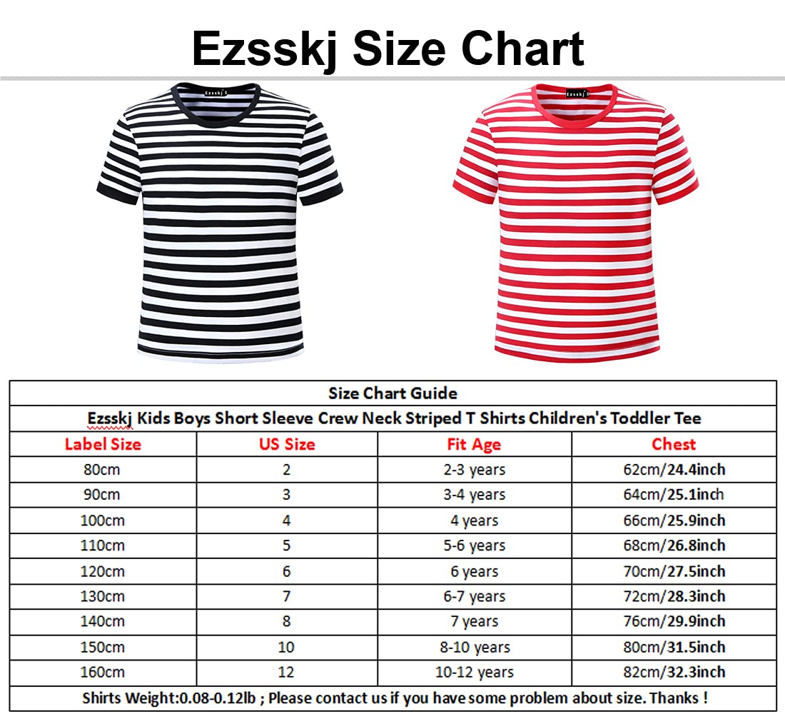 Ezsskj Boys' Pugsley Addams Halloween Costume Shirt - Black & White Striped Mime T-Shirt for Bank Robber Costume | Kids' Themed Party Outfit for Halloween, Cosplay & Dress-Up Events
