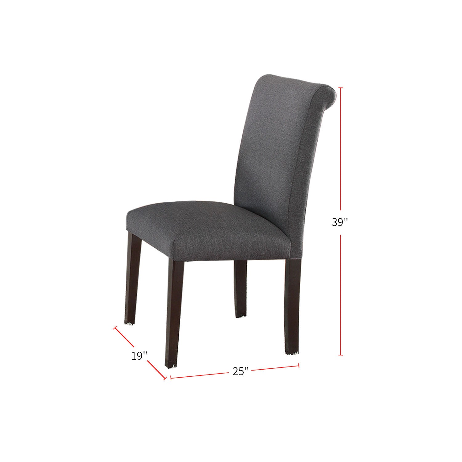 Blue Grey Fabric Dining Chairs Set of 2 - Modern Upholstered Kitchen Chairs for Dining Room, Breakfast Nook & Small Space