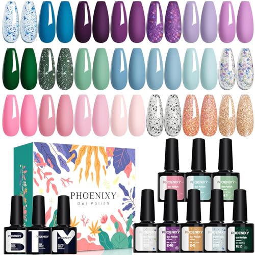 24PCS Blue Green Glittle Series