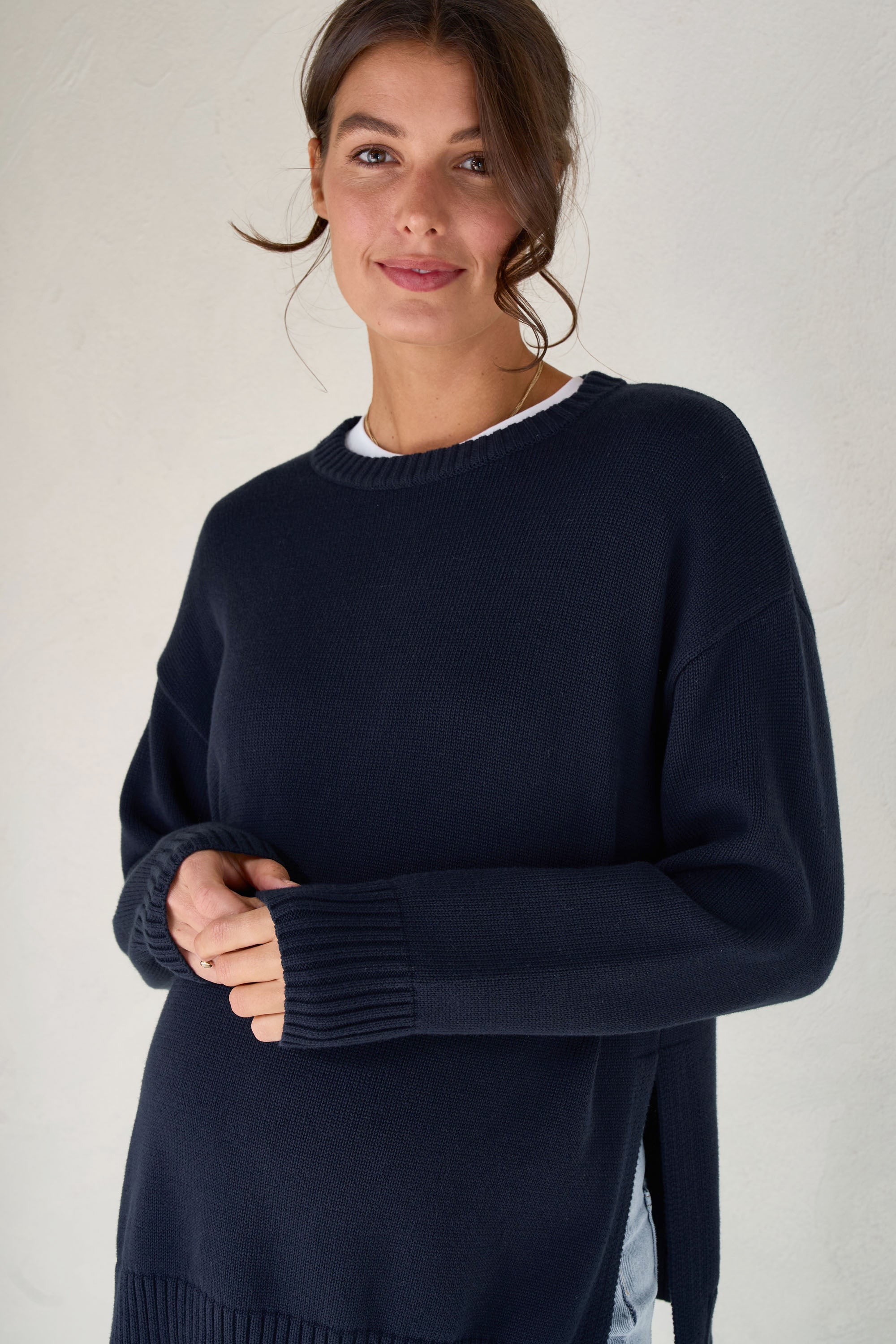 Live Light Jumper Navy Blue - Soft & Comfortable Women's Knit Sweater for Casual Wear & Layering
