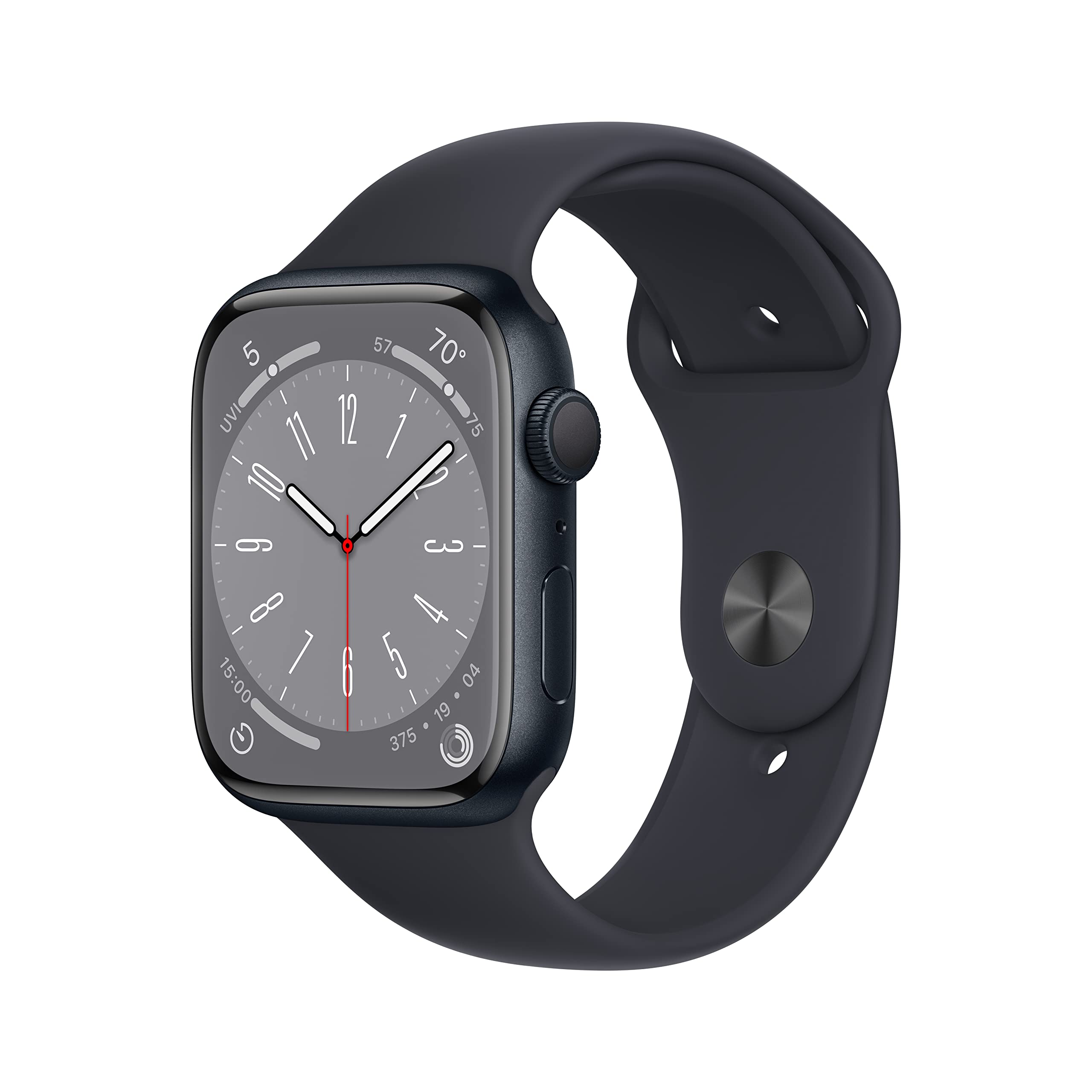 Apple Watch Series 8 (GPS, 45mm) Midnight Aluminum Case with Midnight Sport Band - Premium Renewed Smartwatch for Fitness Tracking, Heart Rate Monitoring & iPhone Compatibility | Perfect for Running, Swimming & Daily Activity Tracking