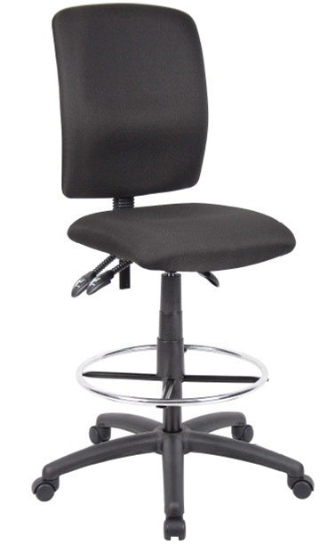Boss Drafting Stool in Black Fabric - Adjustable Height Office Chair (Models B1635, B1636, B1637) for Home Office, Studio & Drafting Table Workspaces